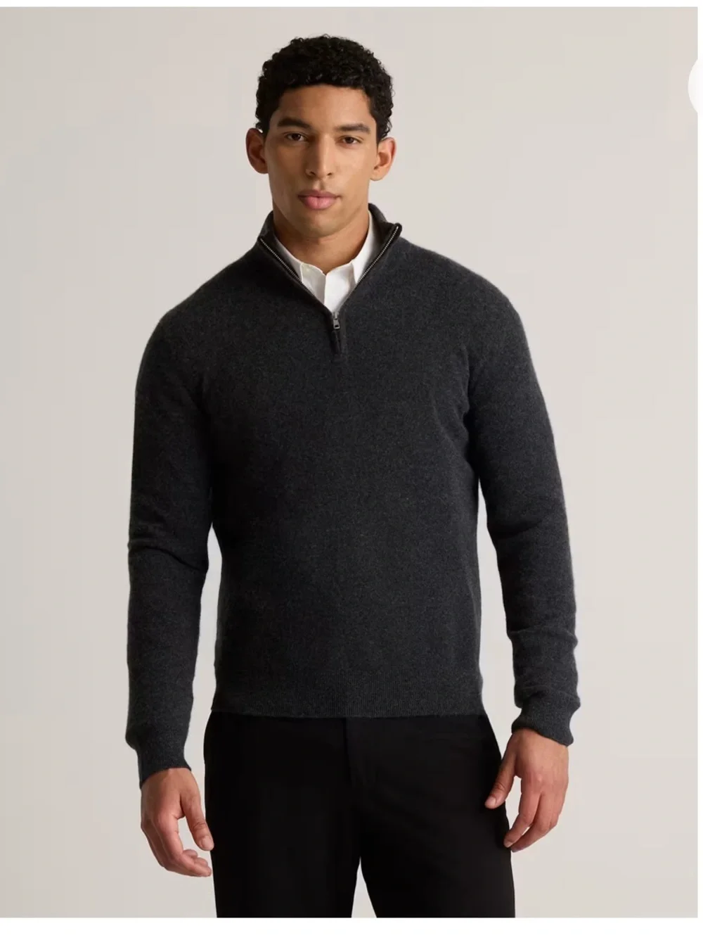 Quince Mongolian Cashmere Quarter Zip Sweater In Charcoal Size Large
